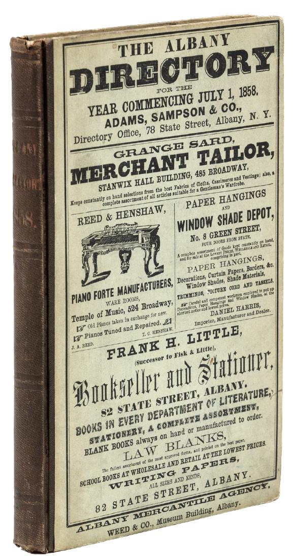 Albany New York Directory 1858: Heading: (New York) Author: Title: The Albany Directory, for the Year 1858: Containing a General Directory of the Citizens, a Business Directory, and Other Miscellaneous Matter Place Published: Albany