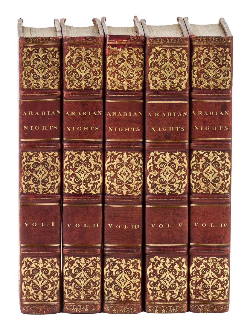 Forster's Translation of the Arabian Nights: Heading: (Fine Bindings) Author: Forster, Edward, translator Title: The Arabian Nights Place Published: London Publisher:William Miller Date Published: 1802 Description: 5 v