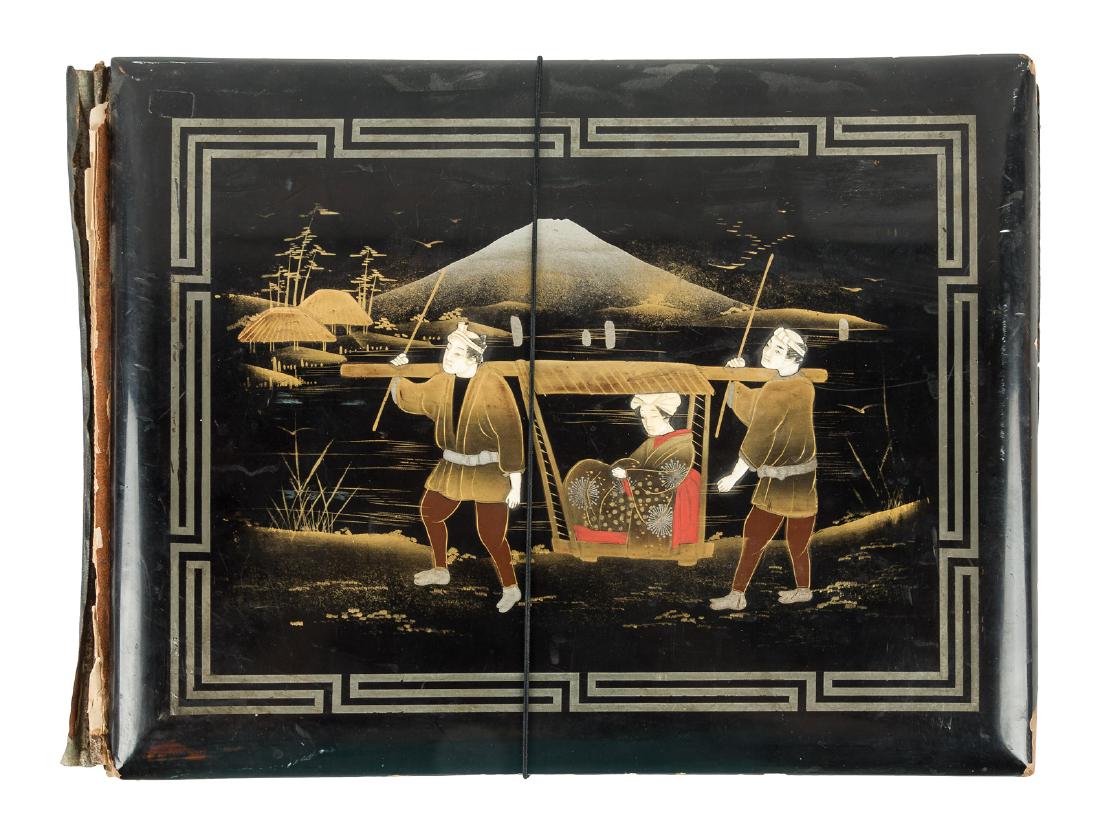 Japanese postcards in lacuered wood album (1 of 5)