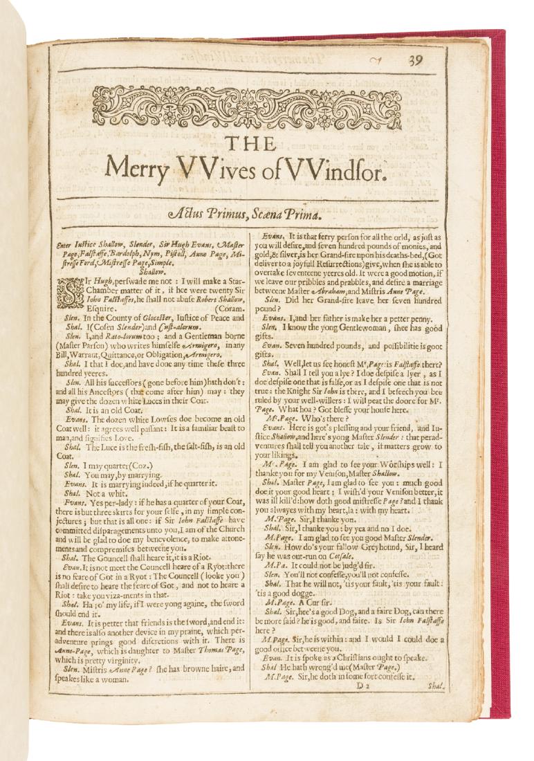 Shakespeare Wives of Windsor from 2nd folio 1632 (1 of 3)