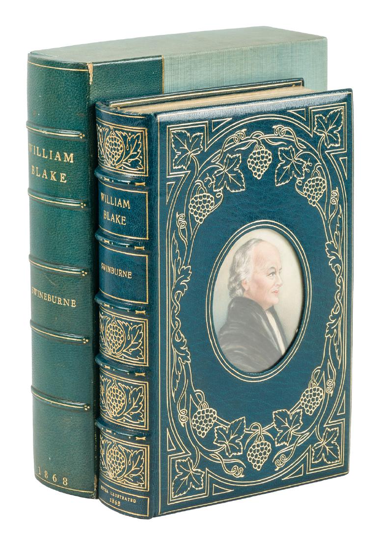 Fine Cosway Style Binding by Bayntun: Heading: (Fine Bindings - Cosway Style) Author: Swinburne, Algernon Charles Title: William Blake: A Critical Essay Place Published: London Publisher:John Camden Hotten Date Published: 1868