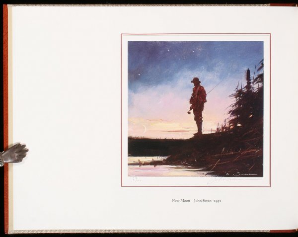 A Treasury of Reels: The Fishing Reel Collection: [12], 199, [1] pp. Illustrated throughout from photographs of reels by Bob O'Shaughnessy; four-color print of a painting by John Swan tipped to front leaf, as issued. 8½x10¾, quarter niger morocco a