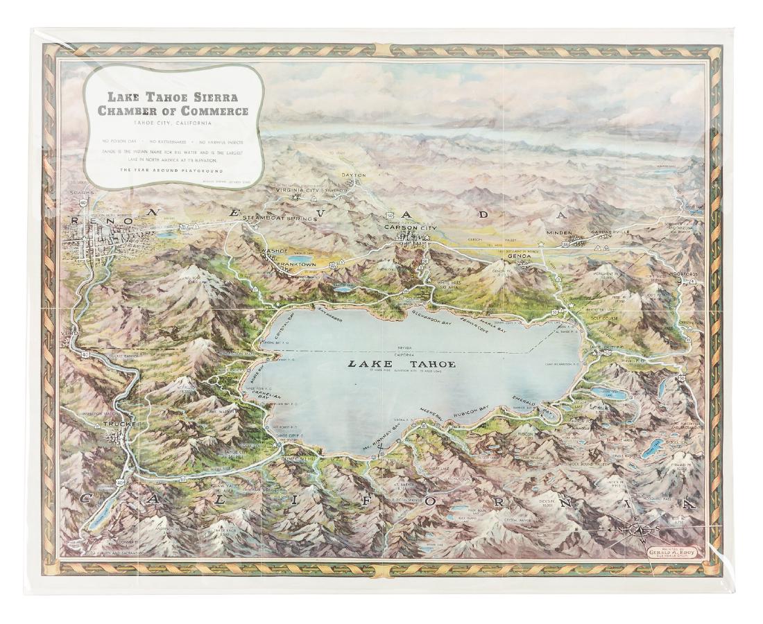 Color topographical map of Lake Tahoe (1 of 1)