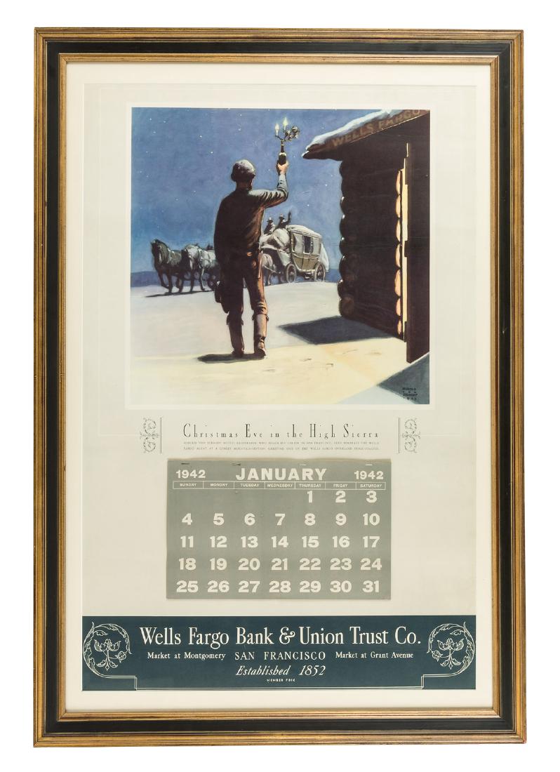 1942 calendar with color print by Harold Von Schmidt