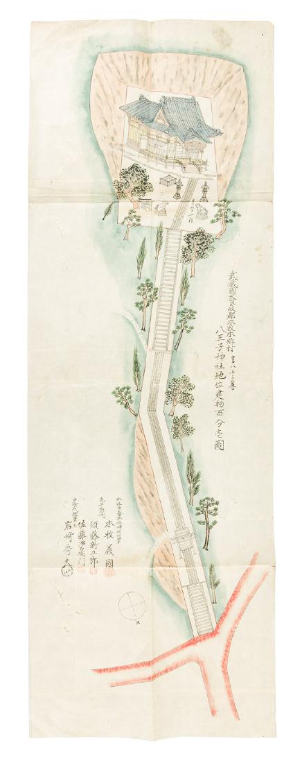 Japanese hand-painted architectural plan 1880 (1 of 1)