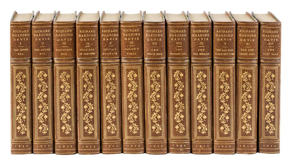 Works of Richard Harding Davis: Heading: (Fine Bindings) Author: Davis, Richard Harding Title: The Novels and Stories of Richard Harding Davis Place Published: New York Publisher:Charles Scribner's Sons Date Published: 1916