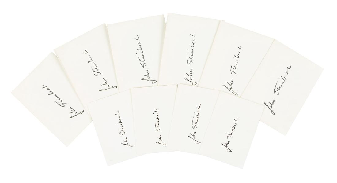 Ten cards signed by John Steinbeck (1 of 2)