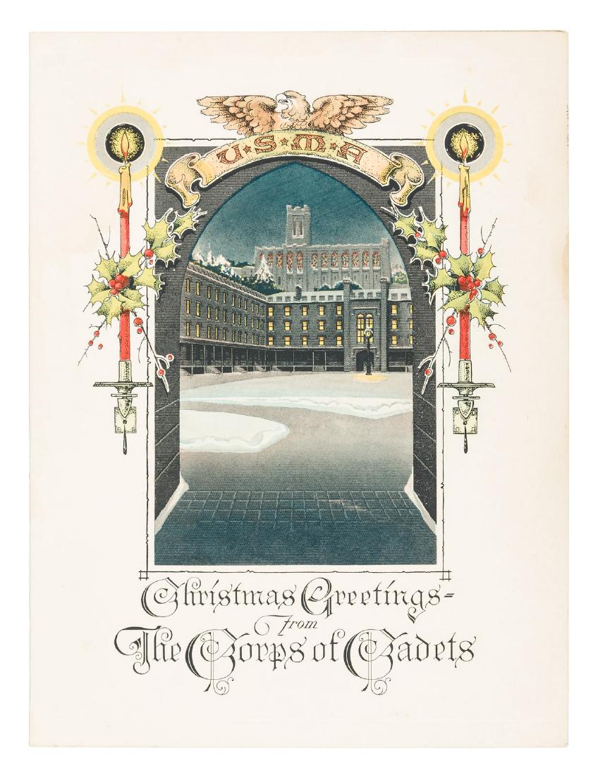 Military Academy Christmas card with N.C. Wyeth art, (1 of 2)