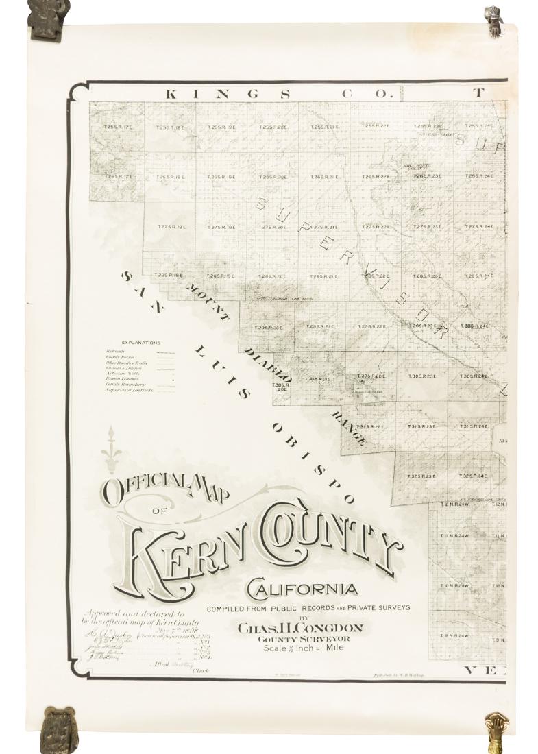 Rare map of Kern County 1898
