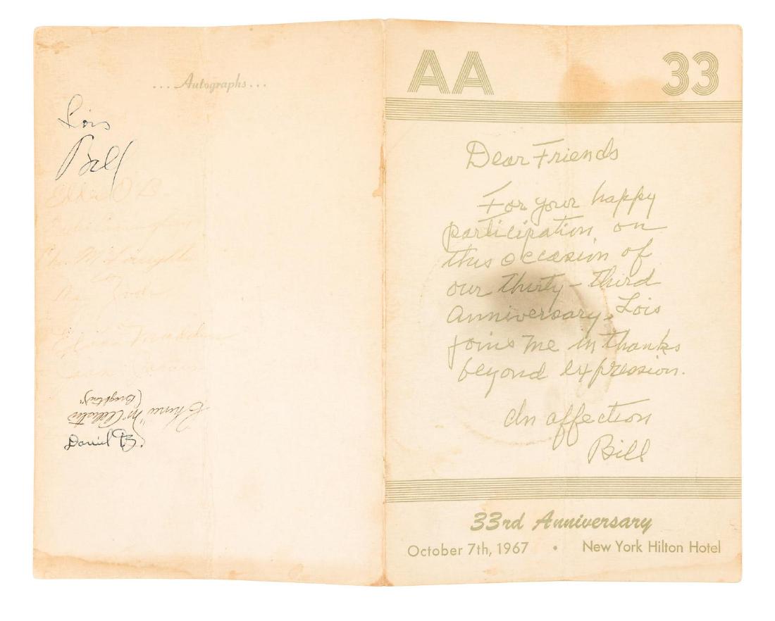 Program signed by AA founder Bill Wilson (1 of 5)
