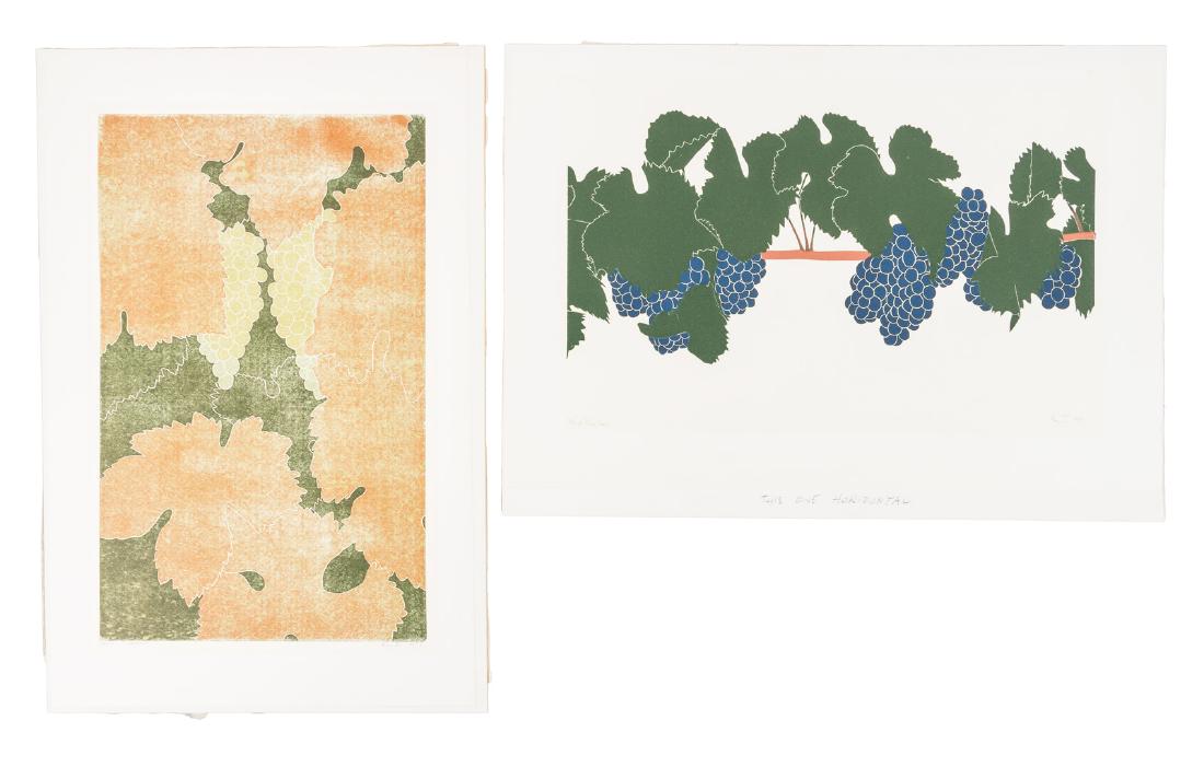 Henry Evans prints of wine grapes: Heading: Author: Evans, Henry Title: Lot of 9 Linoleum-Block Prints of grapes, each signed, titled, dated and numbered in pencil Place Published: San Francisco Publisher: Date Published: 197
