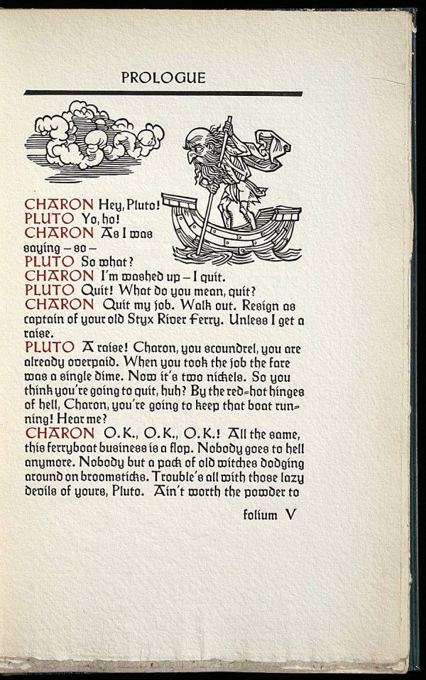 Doctor Faust: A Play - Based Upon Old German Pupp: Author: Owens, Harry J. Description: Illustrated with fanciful woodcuts by Fritz Kredel. Cloth-backed patterned boards, top edge gilt. 1 of 300 copies printed by Victor & Jacob Hammer. 3 Stamperia del