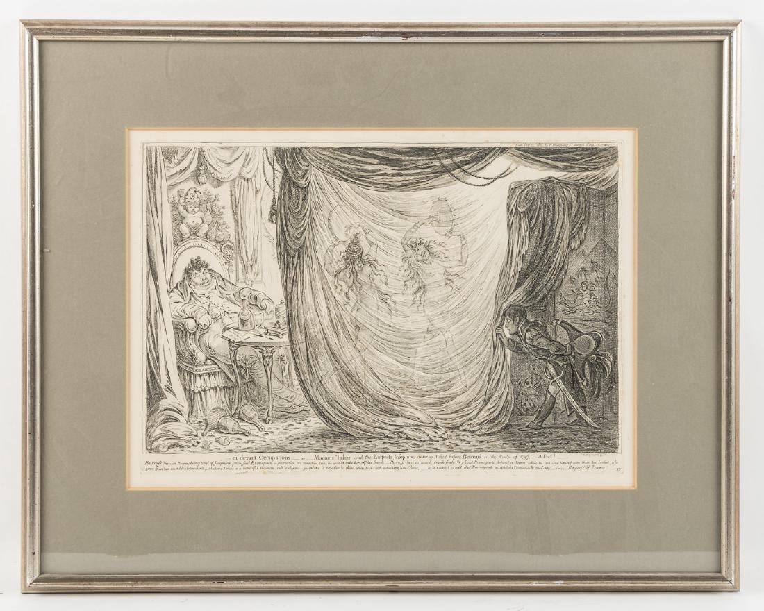 James Gillray satirical etching 1805: Heading: Author: Gillray, James Title: Ci-Devant Occupations-or-Madame Talian and the Empress Josephine Dancing Naked Before Barrass in the Winter of 1797.- A Fact! Place Published: London Publisher: