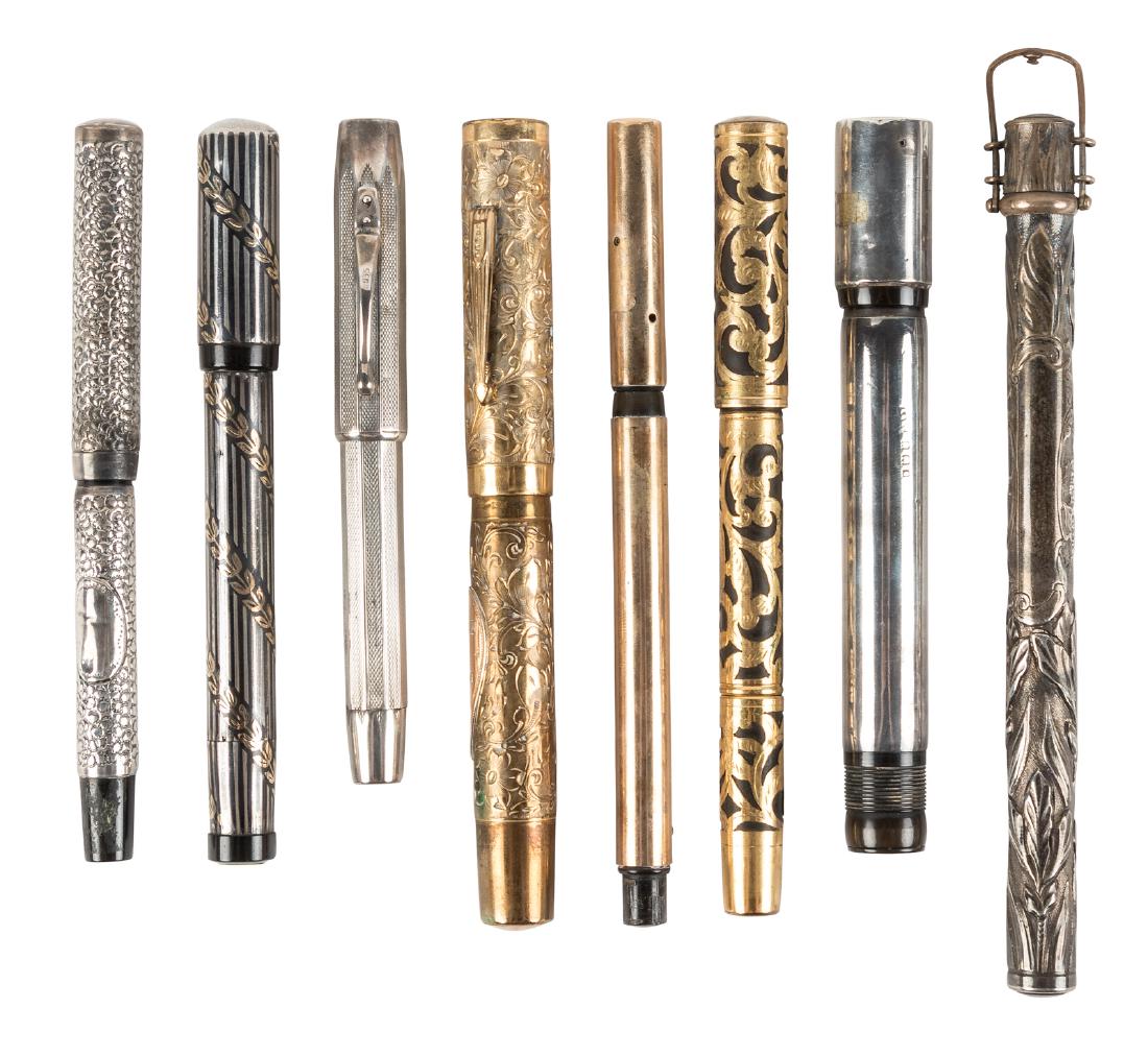 Lot of 17 vintage gold & silver pens (1 of 2)