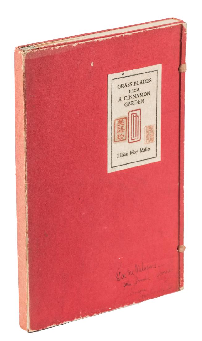 Signed by Lilian May Miller: Heading: Author: Miller, Lilian May Title: Grass Blades from a Cinnamon Garden Place Published: Tokyo Publisher:[The Japan Advertiser] Date Published: 1927 Description: 88