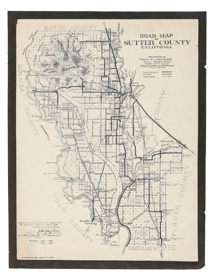 Road Map of Sutter County, California 1928