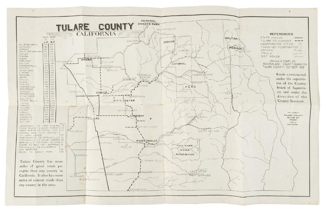 Map of Tulare County, California 1918