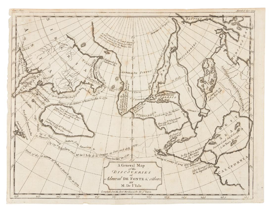 DeLisle map of De Fonte's geography 1754 (1 of 1)