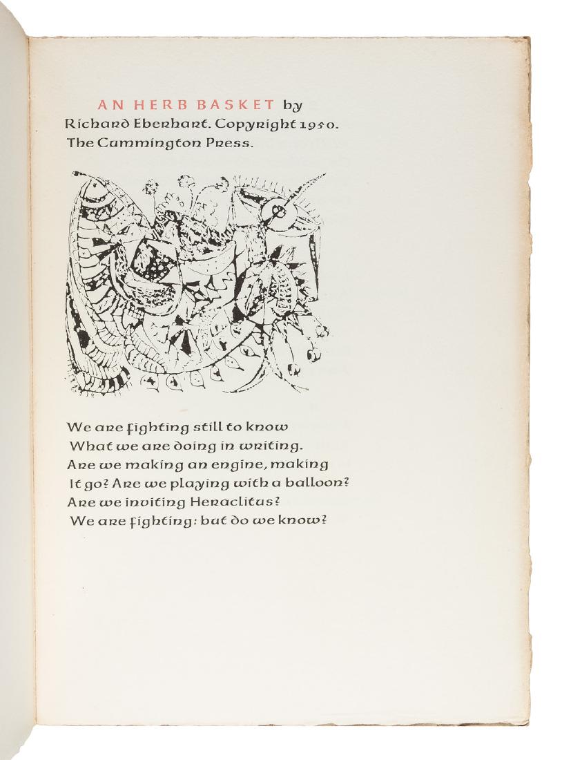 Cummington Press, Richard Eberhart inscribed: Heading: 297699_14.jpg Author: (Cummington Press) Title: Eberhart, Richard Place Published: An Herb Basket Publisher:Cummington, Massachusetts Date Published: An Herb Basket Description