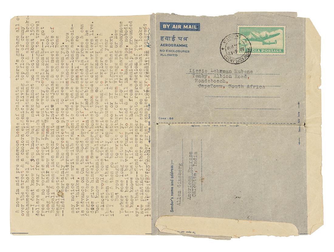 Ginsberg typed letter 1962 (1 of 2)