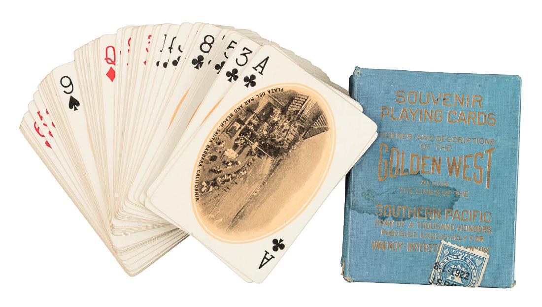 Playing cards with photos of the American west: Heading: (Playing Cards) Author: Title: Souvenir Playing Cards [featuring] scenes and descriptions of the Golden West along the lines of the Southern Pacific road of a thousand wonders Place Published