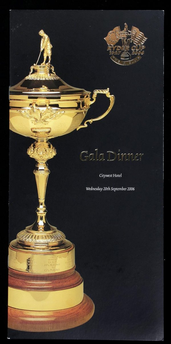 2006 Ryder Cup dinner menu golf