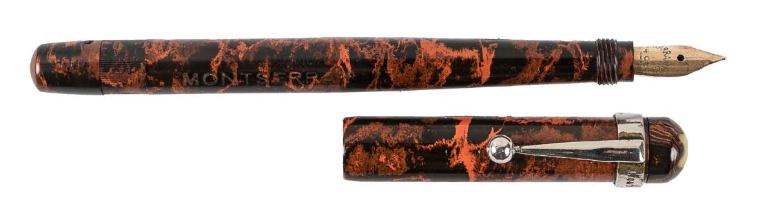 MONTBLANC No. 1 Rare RED RIPPLE Safety Fountain Pen,: Heading: Author: Montblanc Title: No. 1K Red Ripple Hard Rubber Safety Fountain Pen, Montblanc Accommodation Clip, Very Rare Place Published: Germany Publisher: Date Published: 1920-1930