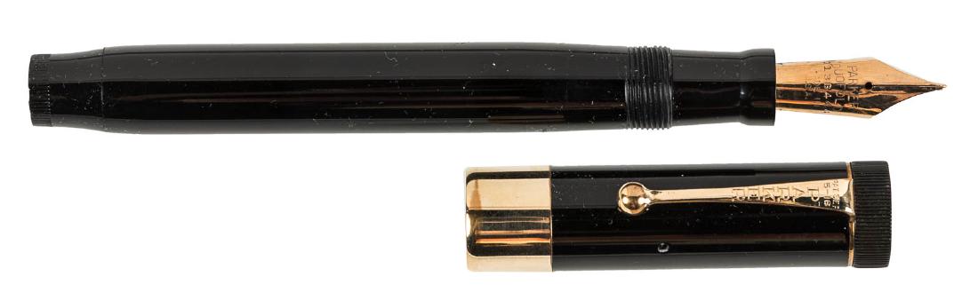 PARKER Duofold Senior BLACK Fountain Pen, Wide Gold (1 of 1)