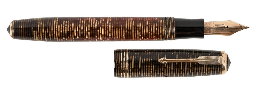 PARKER Vac OVERSIZED Brown Stripe Fountain Pen, (1 of 1)