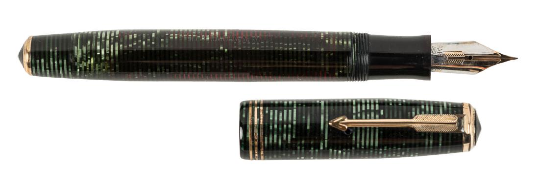 PARKER Vac OVERSIZED Green Stripe Fountain Pen, (1 of 1)