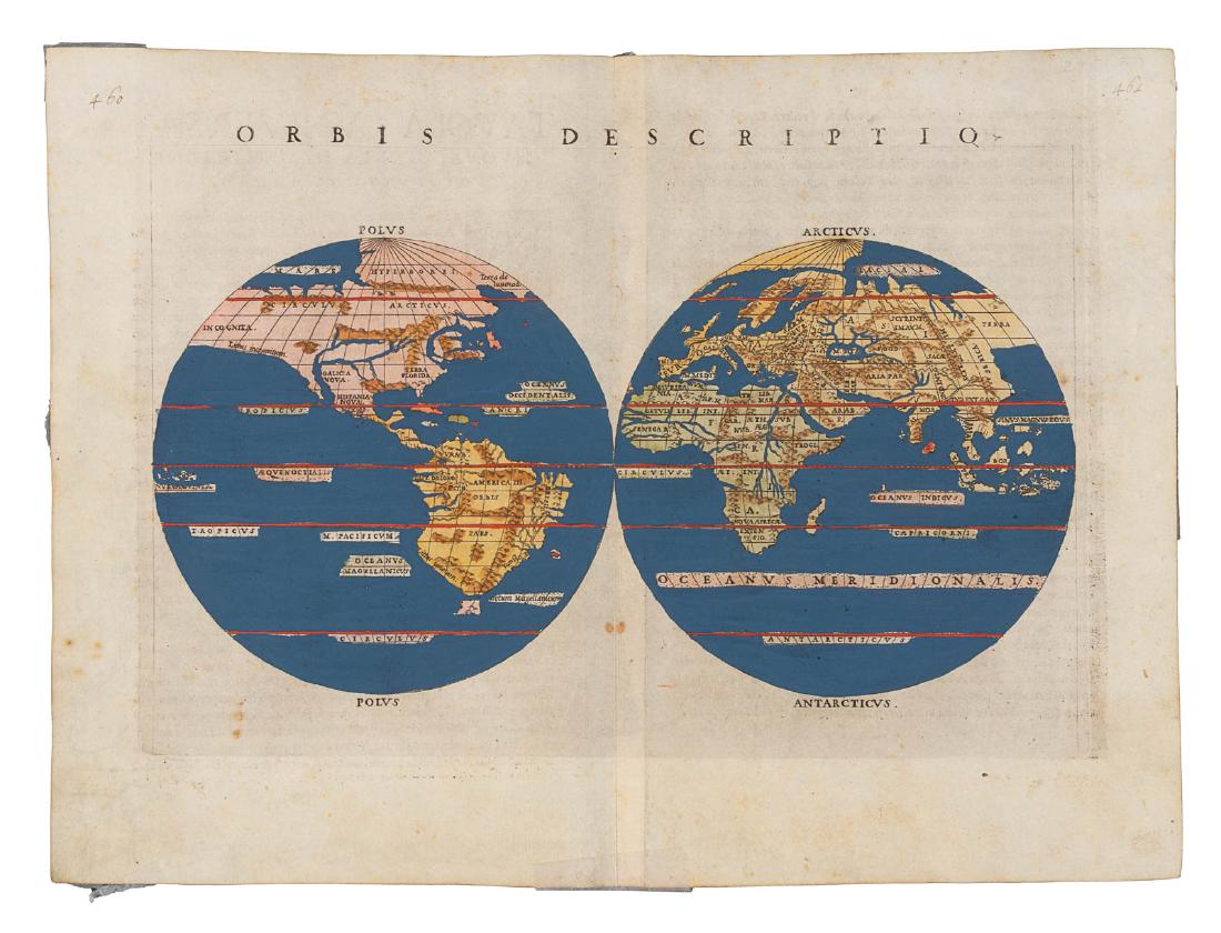 Double hemisphere world map by Ruscelli, 1561 (1 of 2)