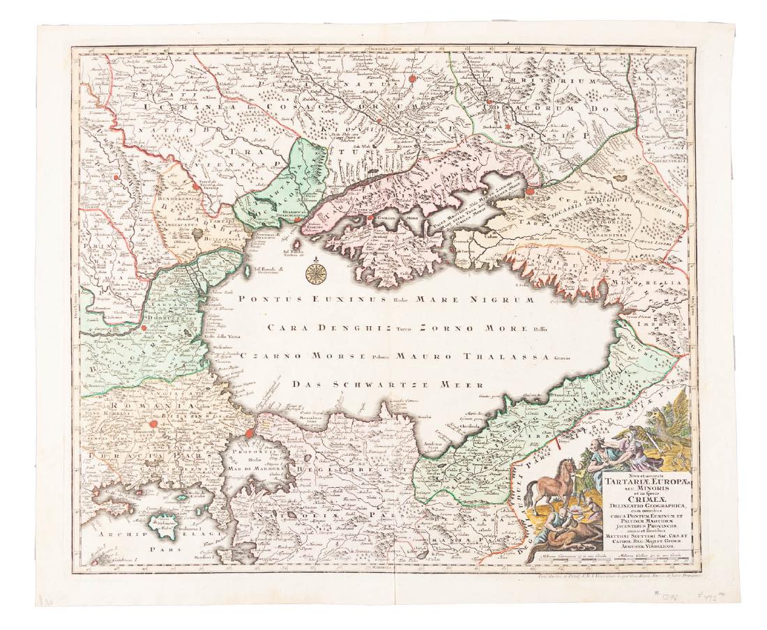 Seutter map centered on Black Sea c.1730 (1 of 4)