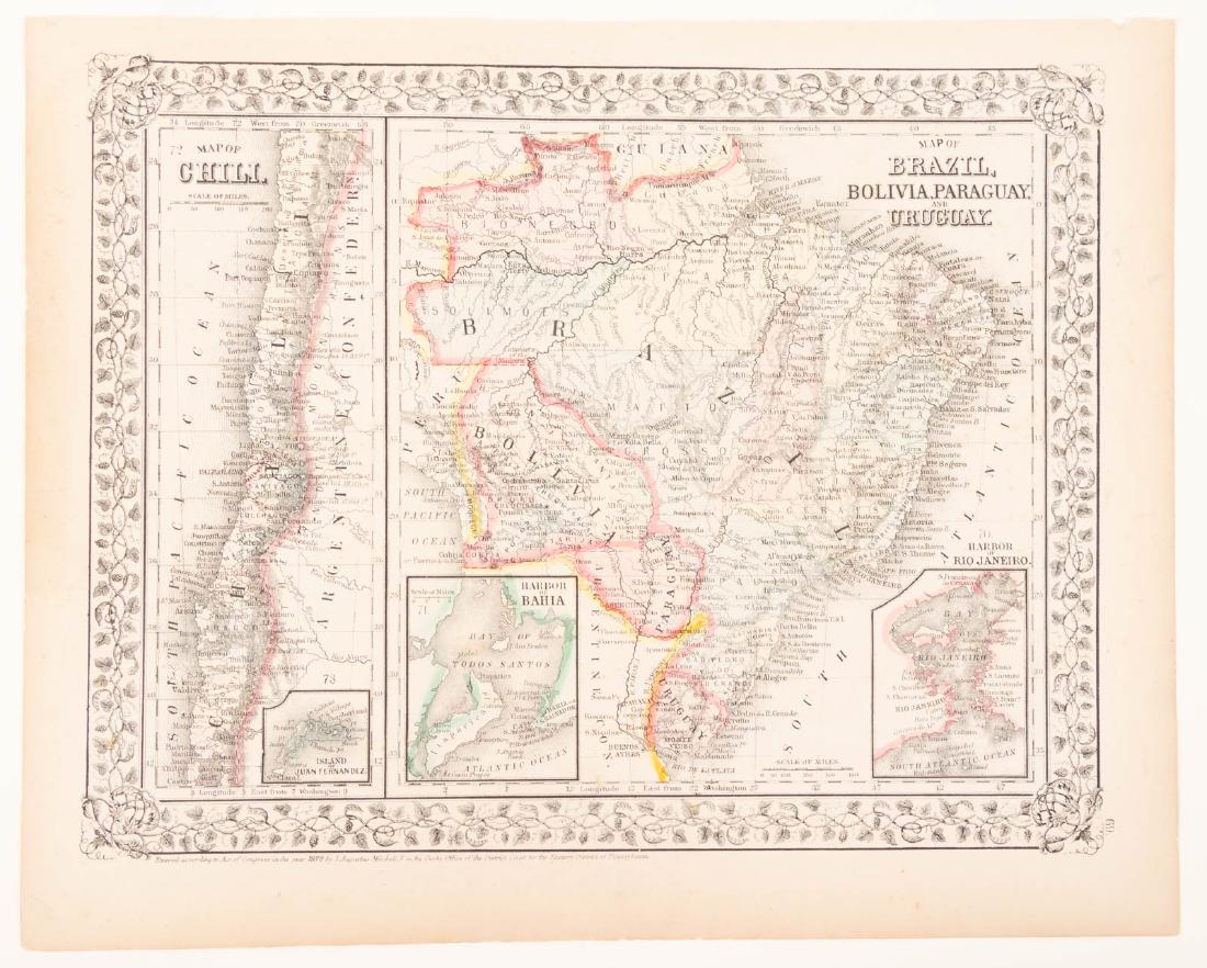 1870 Mitchell map of Brazil and surrounding countries (1 of 1)
