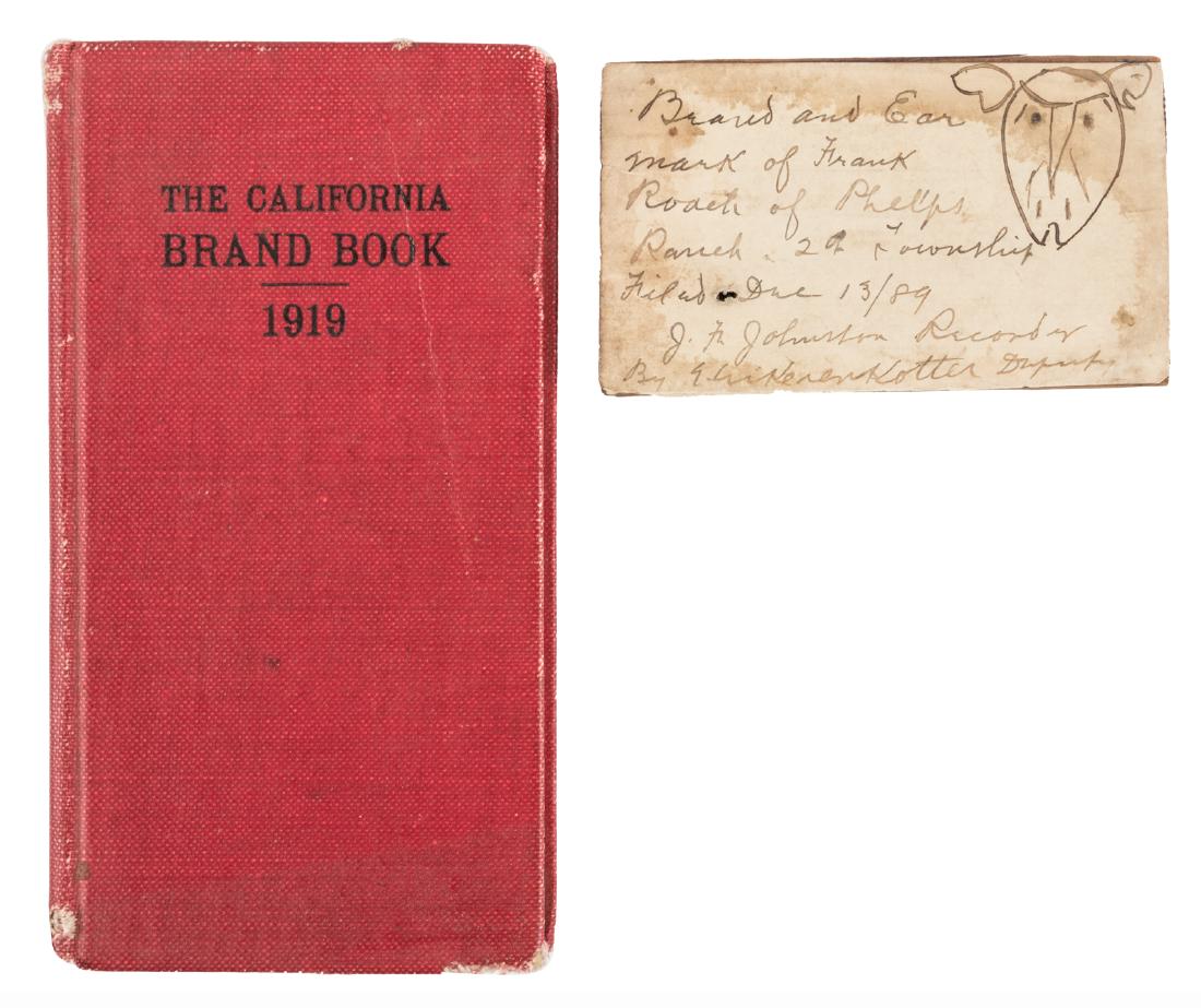 The California Brand Book 1919 And Sample Cattle Brand May 02 2019 Pba Galleries In Ca