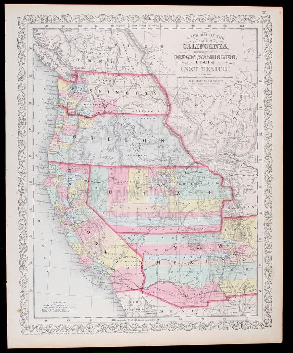 Desilver map of California, etc., 1856