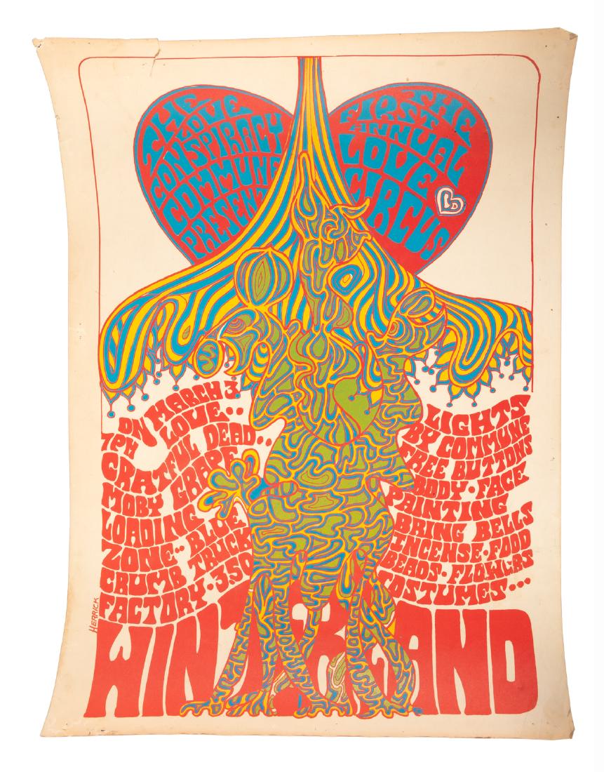 Love Circus w/Grateful Dead 1st print poster: Heading: (Posters) Author: Herrick, artist Title: First Annual Love Circus with the Grateful Dead, Moby Grape at Winterland - March 3, 1967 Place Published: San Francisco Publisher: Date Publishe
