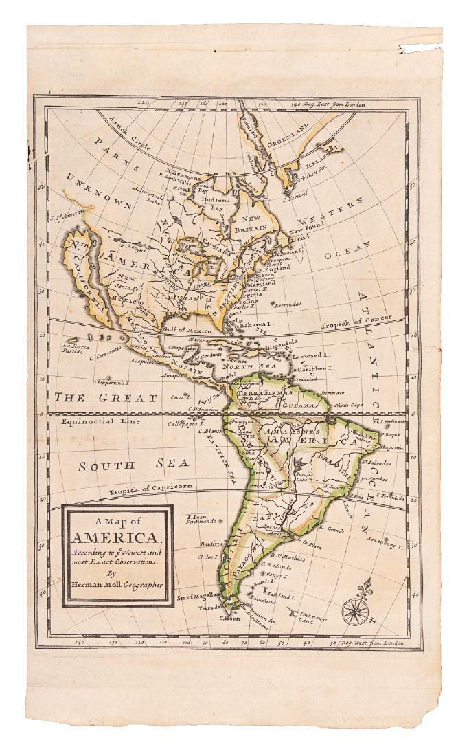 Moll map with California an Island. 1708: Heading: Author: Moll, Herman Title: A Map of America. According to ye Newest and Most Exact Observations Place Published: London Publisher: Date Published: 1708 Description: