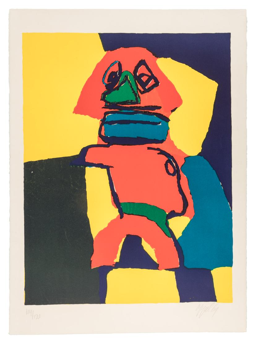 Signed Karel Appel lithograph, abstract figure (1 of 1)