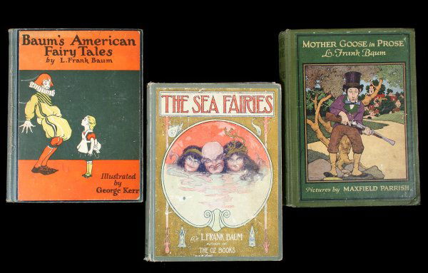 Lot of three titles by L. Frank Baum: Title: Lot of three titles by L. Frank Baum Author: Baum, L. Frank Description: Includes: Mother Goose in Prose. Illustrated by Maxfield Parrish. Green cloth, pictorial label. Third Edition, Later Pri