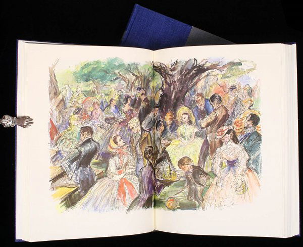 Gone With the Wind Limited Editions Club: Title: Gone With the Wind Author: Mitchell, Margaret Description: 2 volumes. Illustrated with color plates and line drawings by John Groth. 11½x8½, blue and gray buckram, slipcase. No. 136 of 1500 c