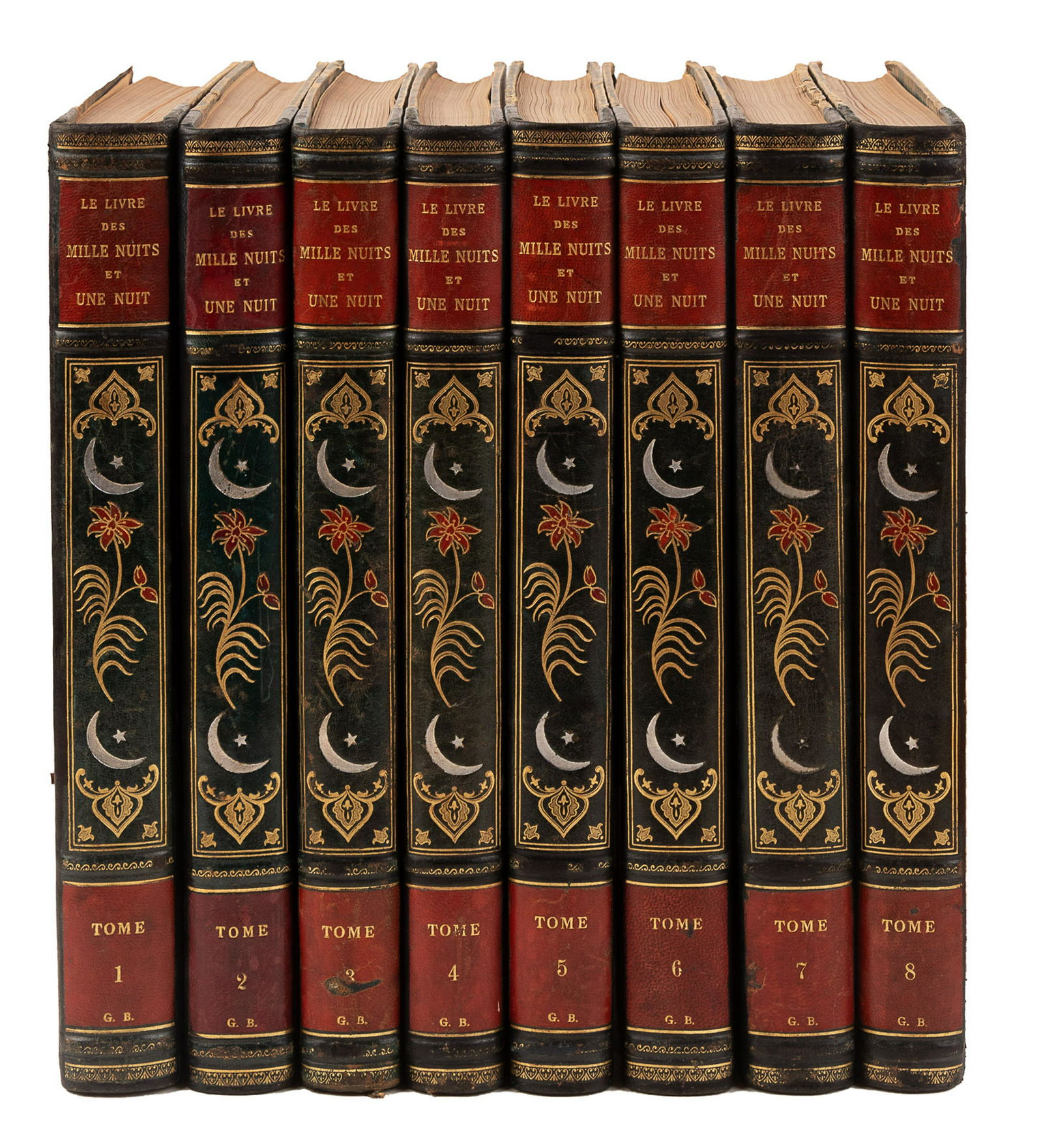8 finely bound volumes of 1,001 Nights in French (1 of 1)