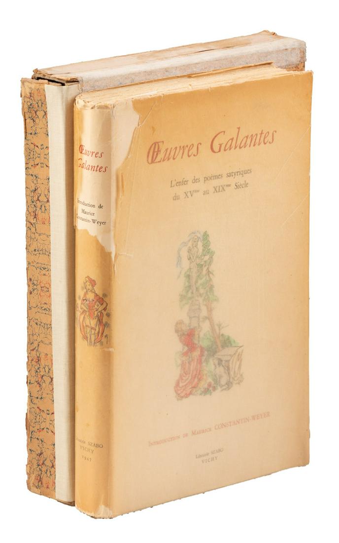 Oeuvres Galantes with 111 pochoir illustrations: Heading: (Pochoir illustrations - René Margotton, illustrator) Author: Title: Oeuvres Galantes: Les Meilleurs poêmes satyriques du XVème au XIXème Siècle Place Published: Vicy, France Publisher: