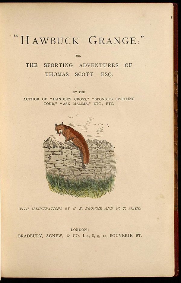 Surtees sport: Title: Set of six Sporting Novels by Surtees, finely bound Author: Surtees, Robert Smith Description: Comprises: Hawbuck Grange: or, the Sporting Adventures of Thomas Scott. x, [2], 265 pp. With 8 han