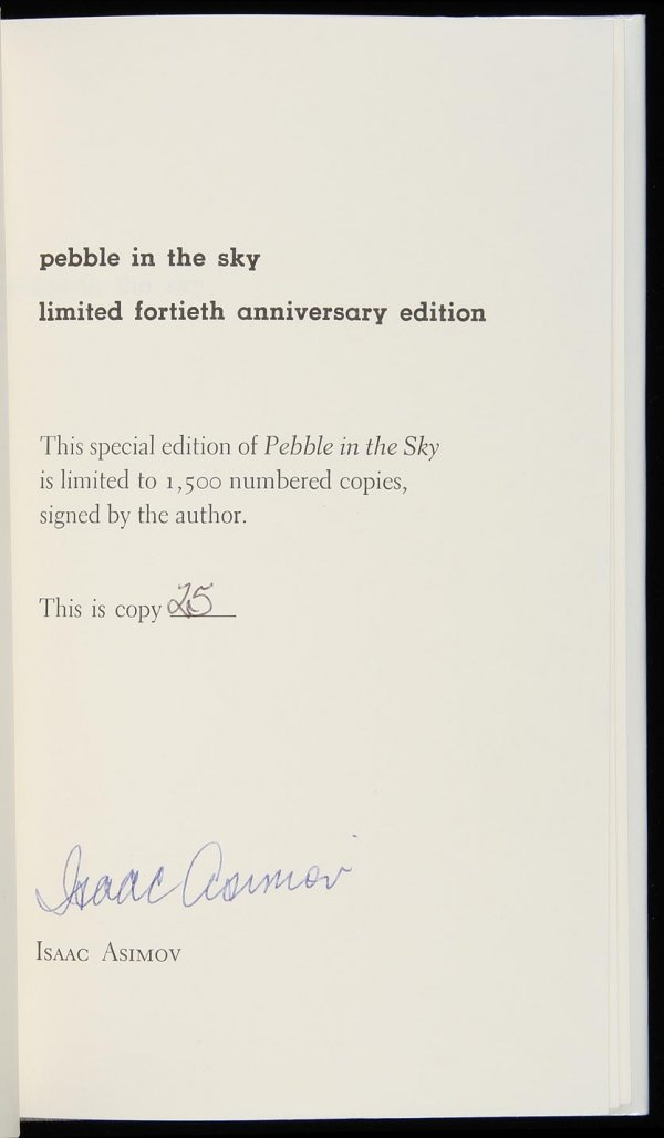 Asimov, Pebble in the Sky, Sgd Ltd 40th Anniv. Ed