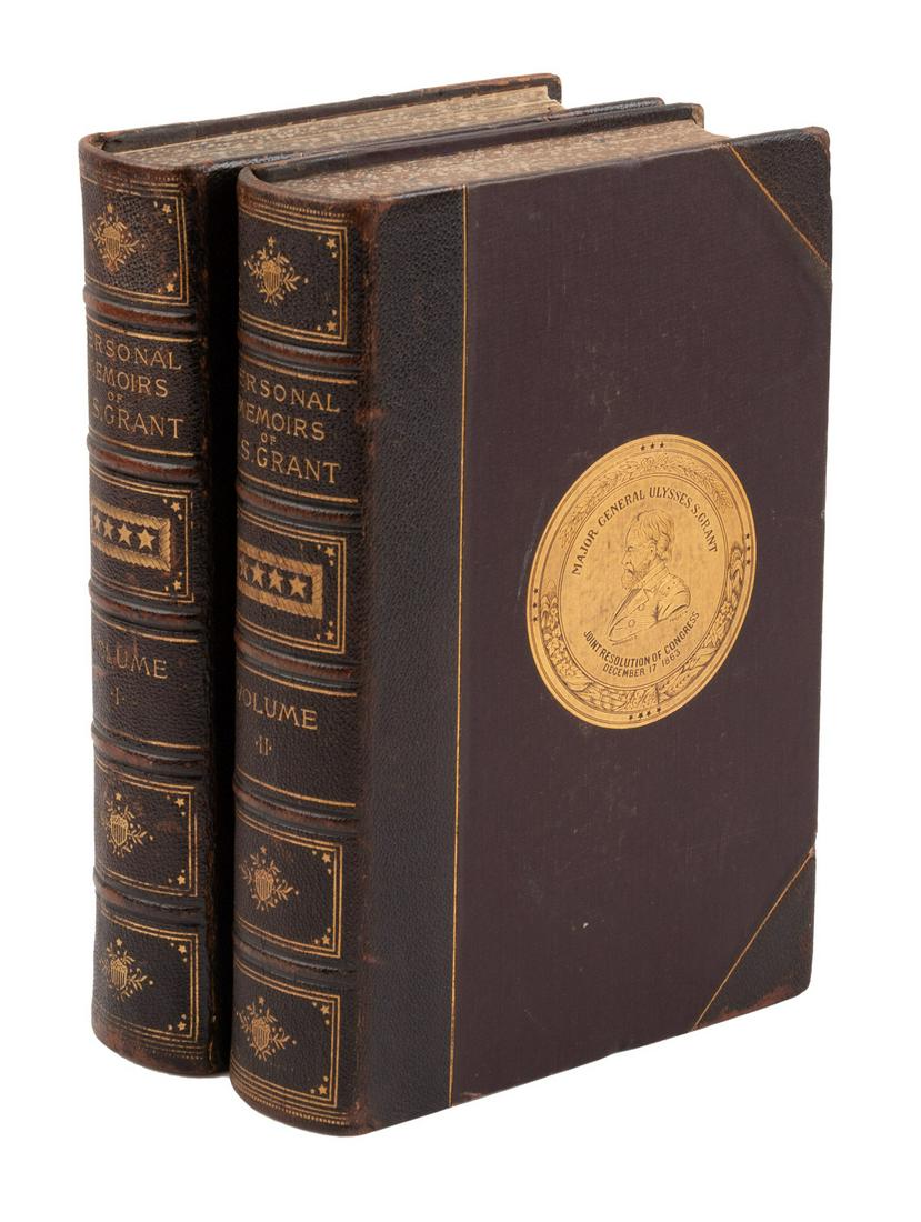 Grant's Memoirs in half morocco binding: Heading: (Presidents) Author: Grant, Ulysses S. Title: Personal Memoirs of U.S. Grant Place Published: New York Publisher:Charles L. Webster Date Published: 1885-86 Description: