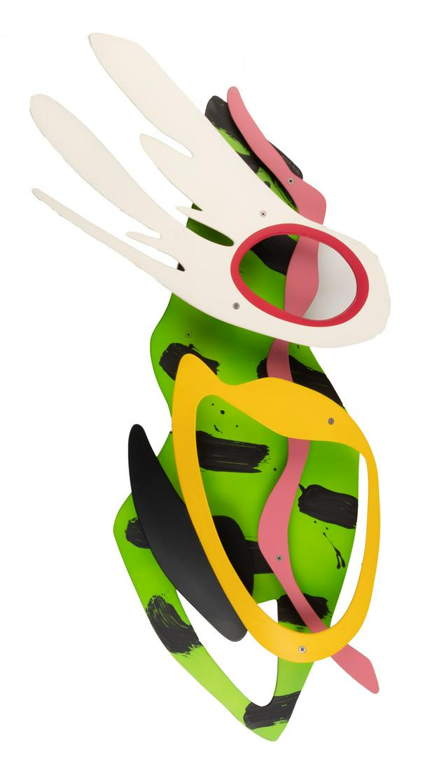 Seascape, a wall sculpture by Brad Howe: Heading: (Sculpture) Author: Howe, Brad Title: Seascape Place Published: Los Angeles Publisher: Date Published: No date Description: Painted metal wall sculpture. 46x93x10 c