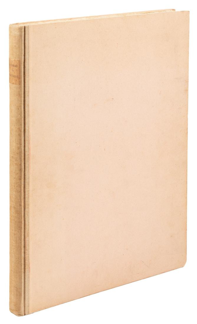 With 17 original lithographs by Filippo De Pisis: Heading: Author: Errante, Vincenzo Title: I Carmi Di Catullo: Scelti Nuovamente Tradotti In Versi Da Vincenzo Errante E Decorati Con Lithografie Da Filippo De Pisis Place Published: Milan Publisher:Ul