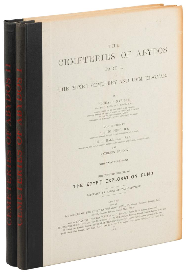 The Cemeteries of Abydos Parts I & II: Heading: (Egypt) Author: Naville, Edouard & T. Eric Peet Title: The Cemeteries of Abydos Parts I & II; The 33rd and 34th Memoirs of the Egypt Exploration Fund Place Published: London Publisher:The Egy