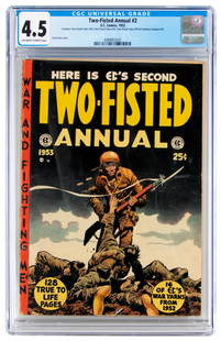 TWO-FISTED [TALES] ANNUAL #2 * CGC 4.5 * Davis Cover: Heading: Author: Title: TWO-FISTED ANNUAL No. 2 Place Published: Publisher:Entertaining Comics Date Published: 1953 Description: CGC certified: VG+ (4.5). Off-white to white pages. Jack Davis cover.