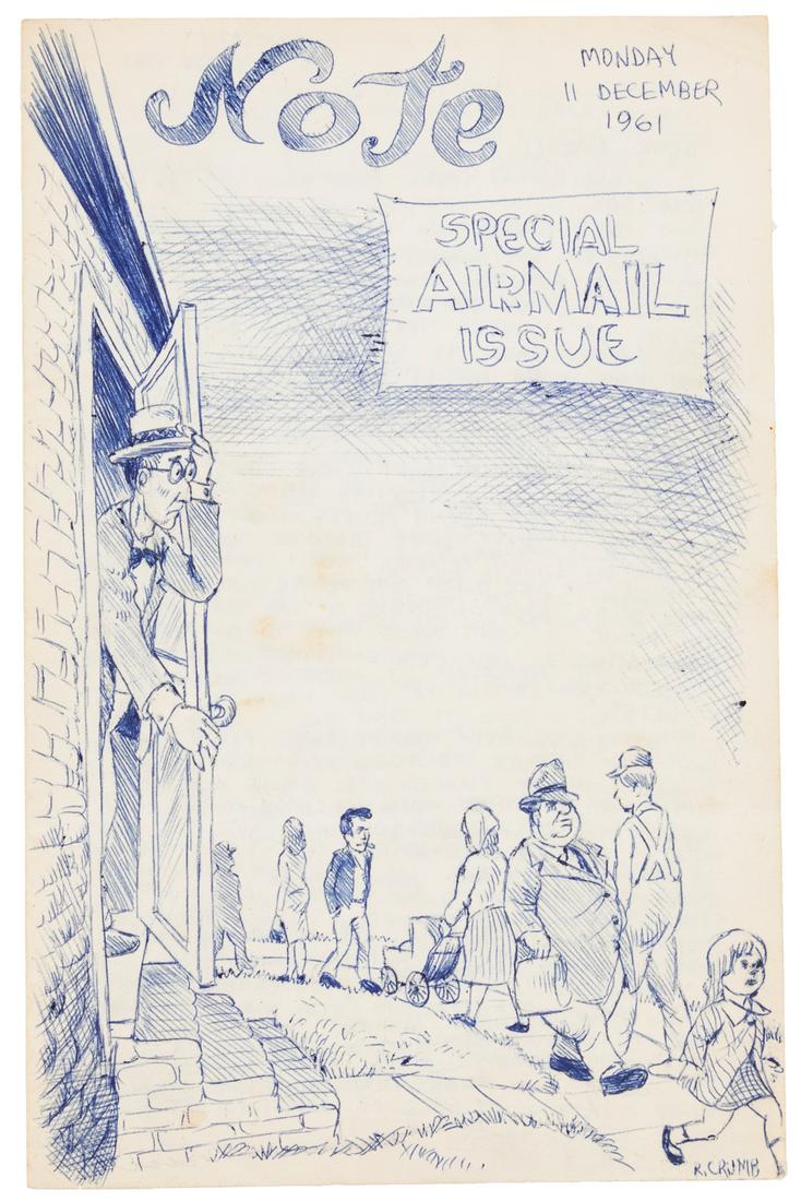 R. CRUMB * Illustrated "NOTE" Letter to Marty Pahls, (1 of 3)